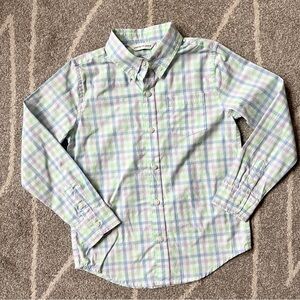Janie and Jack Blue Green Purple Plaid Cotton Boys Button Down Shirt Size 6